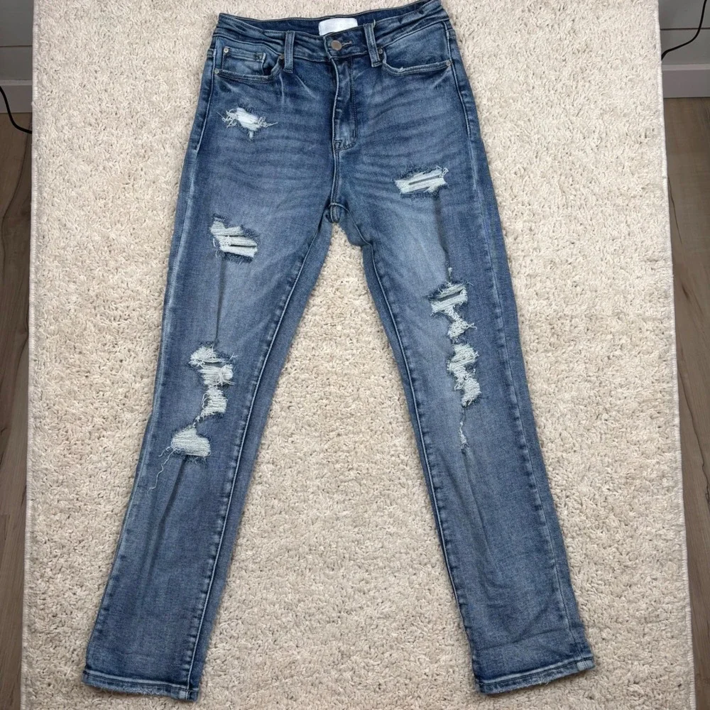 PETRA 153 Women's‎ Blue Distressed High Rise Skinny Jeans Size 29